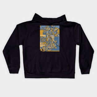 Oxnard Map Pattern in Blue & Gold Kids Hoodie